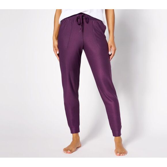 Cuddl Duds Women's Plus Sz Pants 1X Regular Cozy Jersey Fleece Purple A461692 - Picture 1 of 4